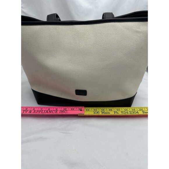 MLB Korea New York Yankees Canvas Tote Bag Big Logo Beige Black FLAWS READ - Picture 9 of 16